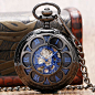 Steampunk Hollow Skeleton Mechanical Pocket Watch with Roman Numerals and Pendant – Time Locker