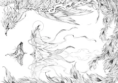 【赠海报+涂色本】正版 间花寻影+扫花寻径 古戈力画集全套2册 手绘线稿填色本半面妆插画唯美古风女人物线描集临摹绘本动漫画册书-tmall.com天猫