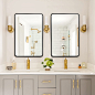 Black-Wall-Framed-Rectangular-Mirrors-for-Bathrooms