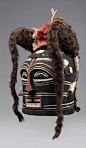 Africa | Helmet mask from the Songye Tetela people | Wood, pigment, fur covered…@北坤人素材