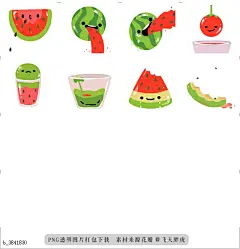 @飞天胖虎 line贴图表情包贴纸[编号3841830]西瓜味  美味的夏季，搭配甜蜜的夏日水果西瓜和西瓜甜点（冰淇淋，蛋糕，布丁，奶昔