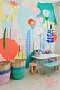 Floral painted walls: 