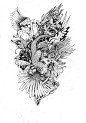 FLORA : Some illustrations made in a kinda tattoo-ish style. 