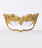 Masquerade Mask - Gold And White Venetian Mask with Lace by SOFFITTA