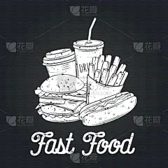 计算机图标,快餐,饮料,轮廓,白色,菜单,咖啡,炸薯条,食品,复古
