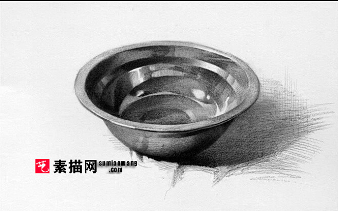 素描不锈钢盆画图片