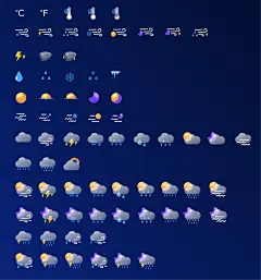 一组磨砂玻璃质感天气图标 .fig素材下载 - 豆皮儿UI