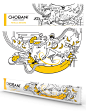 Chobani Yogurt Kids : Chobani has released a line of kids greek yogurt. With the intent of 
getting kids excited about yogurt, they’ve teamed up with Hyesu Lee to 
create a vibrant narrative. The “Keith Haring” style illustration takes you 
on an adventur