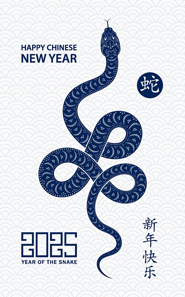 中国风新年春节蛇年传统蛇纹插画矢量素材