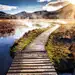 General 1920x1200 nature landscapes paths walkways mist mountains grass sunrise ...(616A7)