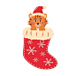 一个可爱的老虎宝宝在圣诞袜子里矢量图素材