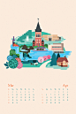 1735 km Calendar : A calendar is about 6 famous city in Vietnam