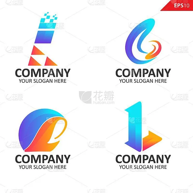 系列彩色首字母L标志设计模板素材-花瓣网
