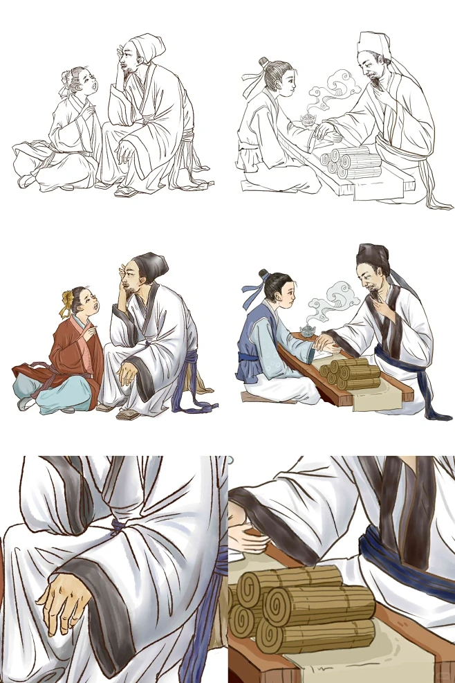古代｜中医问诊｜国风人物插画-花瓣网