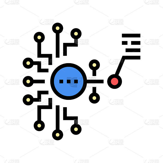 人工模型神经网络彩色图标矢量插图