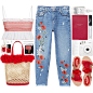 A fashion look from July 2017 featuring ruffle top, embroidered jeans and pom pom sandals. Browse and shop related looks.