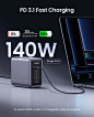 Amazon.com: UGREEN 300W USB C 充电器,Nexode GaN 5 端口桌面充电站,140W 最大单端口 PD3.1 快速充电器,适用于 MacBook Pro/Air M2,戴尔 XPS,iPad Pro,iPhone 14 Pro,Galaxy S23 U ltra,蒸汽 甲板 : 电子