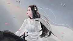 巴图BaTu 原创 古风白衣女孩 骑马唯美动漫壁纸