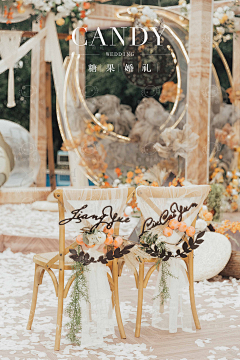 杨明2019采集到Wedding Flowers ——椅背装饰
