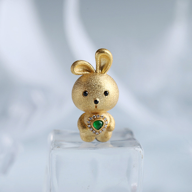 g18k钻冰种满色翡翠兔子吊坠项饰翡翠首饰怡泰祥翡翠商城怡泰祥官网