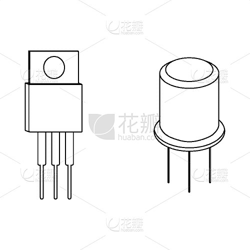 轮廓,晶体管,符号,分离着色,白色,计算...