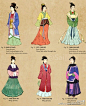 古代女性服装插画模板素材，喜欢画古风服装的一定要看看