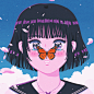 1980s 80s butterfly cherryblossom girl headphone orange Sonyeo student
