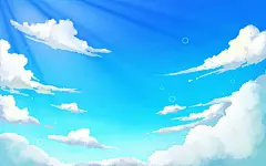 卡通天空插画手绘蓝天白云夏天背景唯美夏日阳光云彩蓝色卡通夏天夏日立夏夏季天空插画