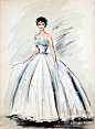手绘 || 好莱坞著名设计师Edith Head的笔下的礼服插画，美得掉渣