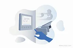智能家居空调插图UI设计作品扁平化插画首页素材资源模板下载