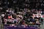 GANGNEUNG Pyeongchang FEBRUARY 17 Japanese fans cheer as Yuzuru Hanyu and Shoma Uno finish 12 men's free skate in the PyeongChang 2018 Winter...