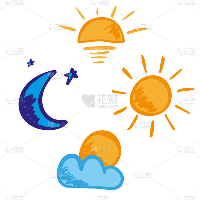 早上的一天晚上夜图标集