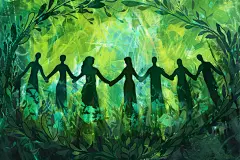 绿色背影人物剪影图片插画图