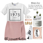 A fashion look from March 2015 featuring t shirts, short skirts and white purse. Browse and shop related looks.