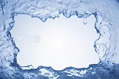 Blue ice framing blank pale blue background