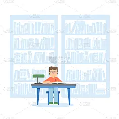 男孩,图书馆,公寓,儿童,书呆子,学生,男生,性格,智慧,教育