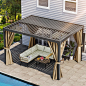 Amazon.com: YITAHOME 10x13ft Louvered Pergola Outdoor Aluminum with Adjustable Roof Pergolas Sun Shade Shelter with Netting and Shaded Curtains for Lawns, Patio, Deck and Backyard, Brown : Patio, Lawn & Garden