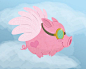 Pink Flying Pig with Goggles