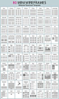 Website workflow charts and wireframes. Vector set of mini website wir