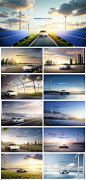 11款环保新能源汽车太阳能风力发电海报PSD格式20221017 - 设计素材 - 比图素材网