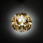 Slamp | Flora Gold, Silver, Copper, Pewter Suspension : Flora is a collection inspired by the Monstera Deliciosa plant: sixty petals surround a satin sphere illuminated from its core.