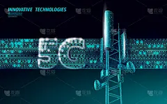 3d基站接收器。电信塔5g多边形设计全球连接信息发射机。移动无线电天线蜂窝矢量插图