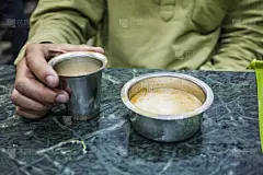 茶,马萨拉,饮料,传统,热,金属,杯,牛奶,图像,液体