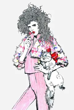女孩和猫高清素材 卡通 女人 手绘 插画 时尚 猫咪 免抠png 设计图片 免费下载
