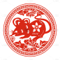 十二生肖剪纸贴纸-SVG-鼠