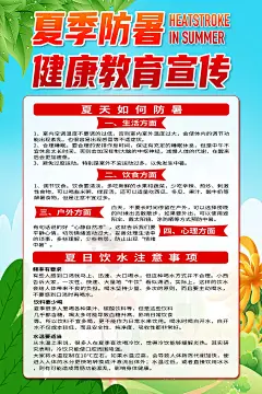 炫彩夏季防暑降温健康知识海报1
