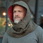 Khaki Wool and Cotton Hood Unisex Cowl Scarf Men Cowl Shrug | Etsy Hong Kong : Wool and cotton Wrap Scarf Hood.  Military green - khaki Hood Cowl Scarf is alternative to a hat. Inside is red cotton. Wrap around and fasten with metal buckle/snap.  Material