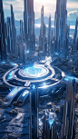 Futuristic science fiction city, space architecture stage, high altitude perspective, the city is made of liquid metal silver material, with rich details, Futurism style, mixed with surreal and fantasy elements, 3D, C4D, mixer, ultra-high definition, 8K