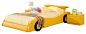 Yellow Leather Rider Kids Car Bed contemporary-kids-beds