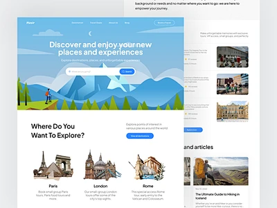 Plesir - Travel Landing Page clean design destination explore hero ...